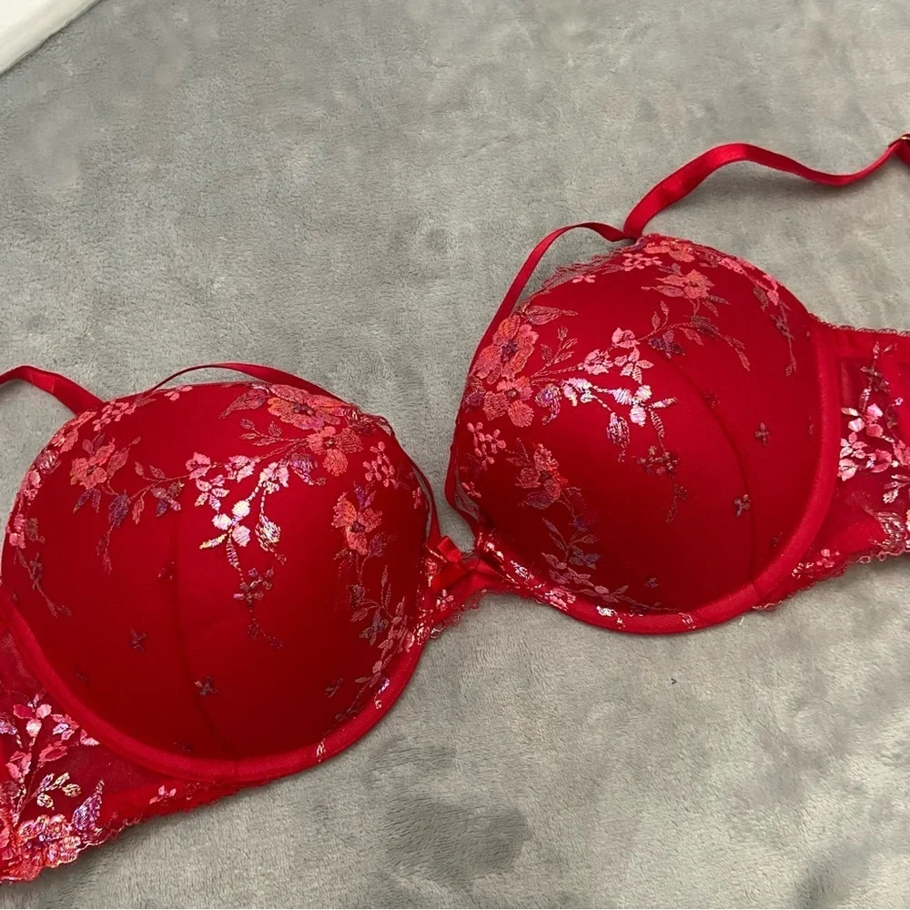New! Victoria's Secret Very Sexy Red Mesh Lace Strappy Push Up Bra 4905